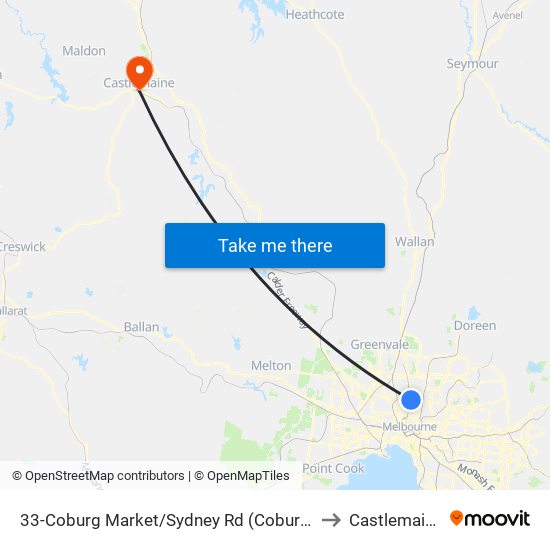 33-Coburg Market/Sydney Rd (Coburg) to Castlemaine map