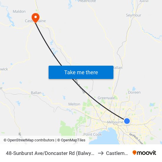 48-Sunburst Ave/Doncaster Rd (Balwyn North) to Castlemaine map