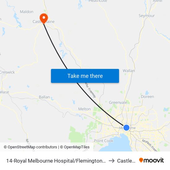 14-Royal Melbourne Hospital/Flemington Rd (North Melbourne) to Castlemaine map