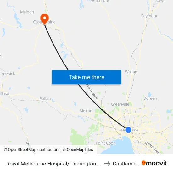 Royal Melbourne Hospital/Flemington Rd #14 to Castlemaine map