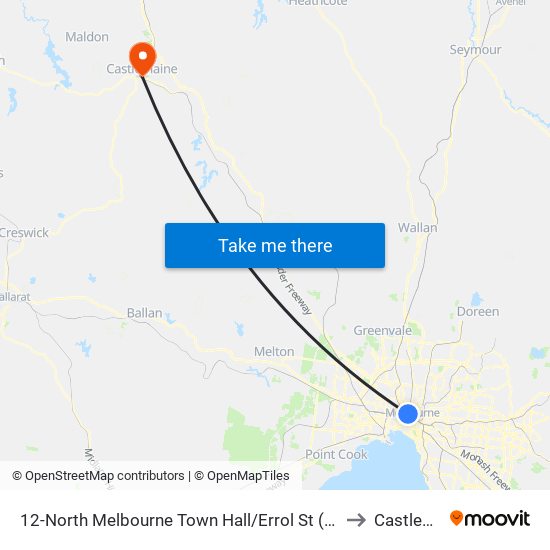 12-North Melbourne Town Hall/Errol St (North Melbourne) to Castlemaine map