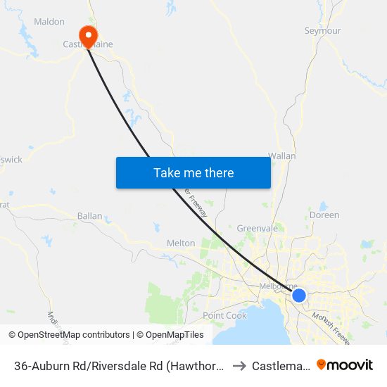 36-Auburn Rd/Riversdale Rd (Hawthorn East) to Castlemaine map