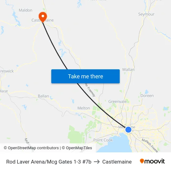 Rod Laver Arena/Mcg Gates 1-3 #7b to Castlemaine map