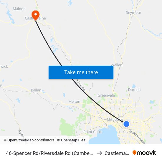 46-Spencer Rd/Riversdale Rd (Camberwell) to Castlemaine map