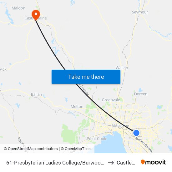 61-Presbyterian Ladies College/Burwood Hwy (Burwood) to Castlemaine map