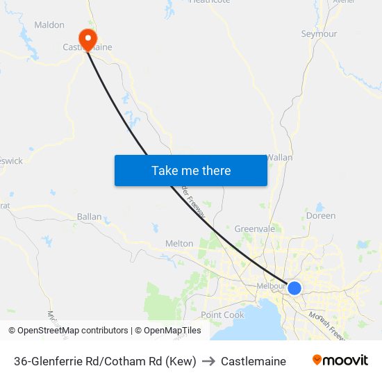 36-Glenferrie Rd/Cotham Rd (Kew) to Castlemaine map