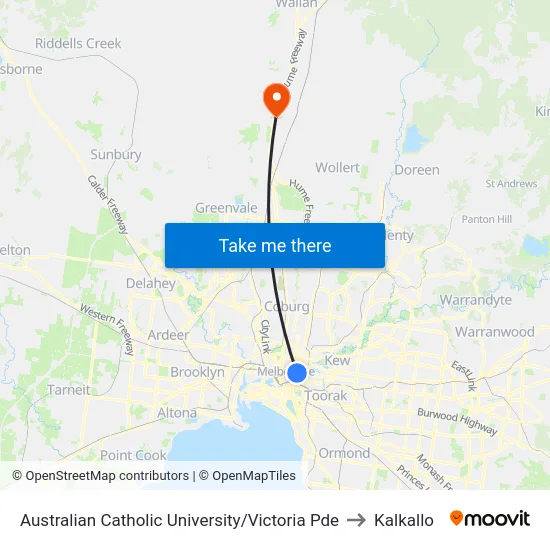 Australian Catholic University/Victoria Pde to Kalkallo map