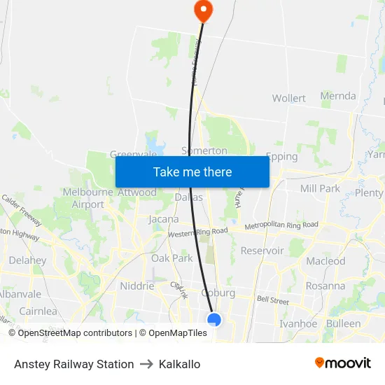 Anstey Railway Station to Kalkallo map