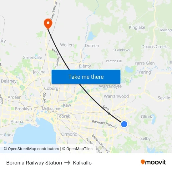 Boronia Railway Station to Kalkallo map