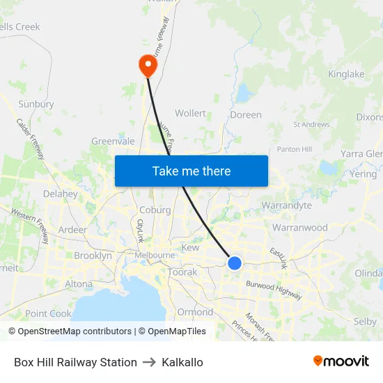 Box Hill Railway Station to Kalkallo map