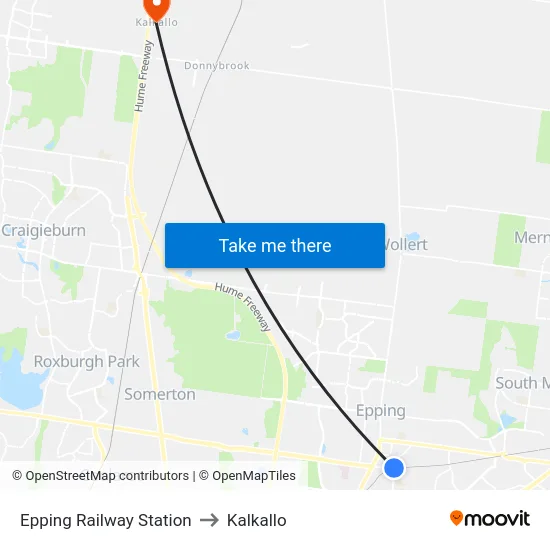 Epping Railway Station to Kalkallo map