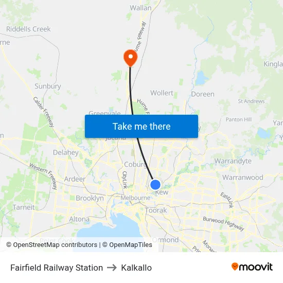 Fairfield Railway Station to Kalkallo map