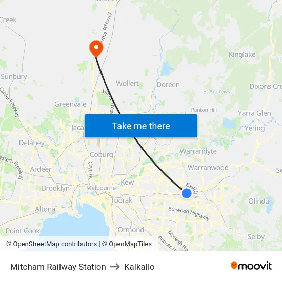 Mitcham Railway Station to Kalkallo map