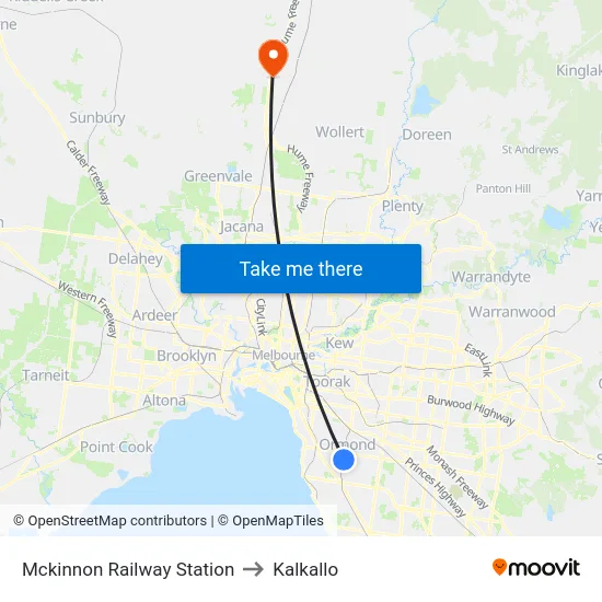 Mckinnon Railway Station to Kalkallo map