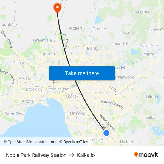 Noble Park Railway Station to Kalkallo map