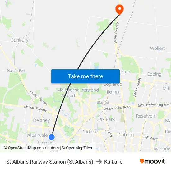 St Albans Railway Station (St Albans) to Kalkallo map