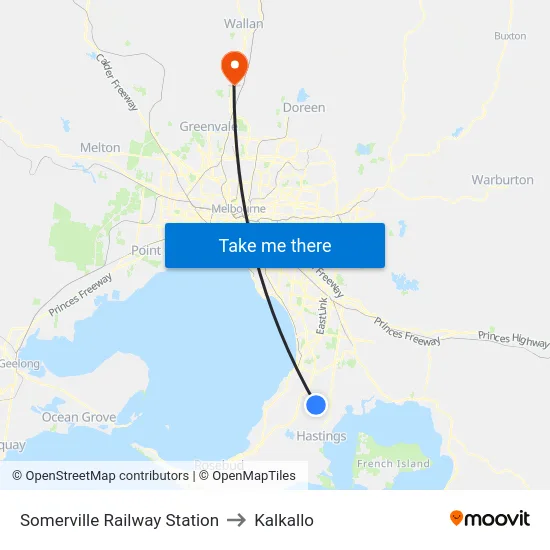 Somerville Railway Station to Kalkallo map