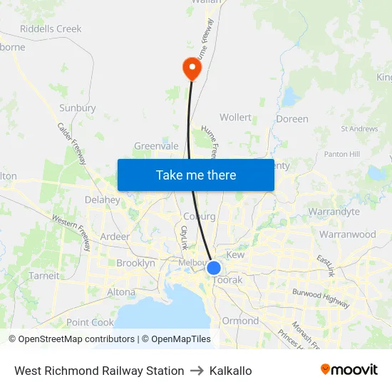 West Richmond Railway Station to Kalkallo map