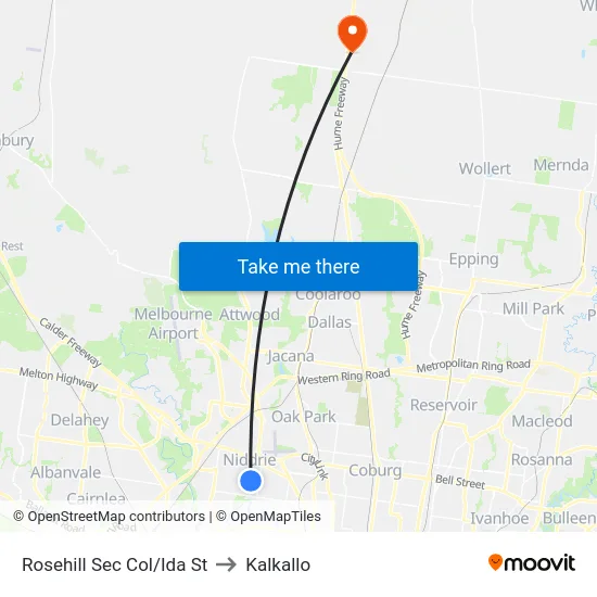 Rosehill Sec Col/Ida St to Kalkallo map