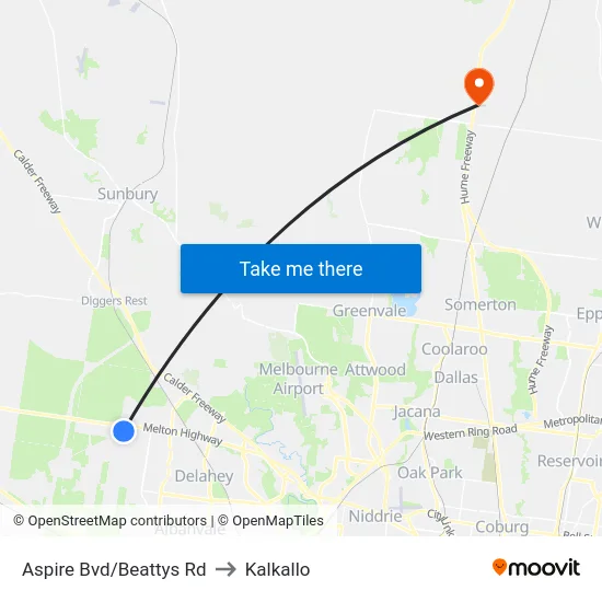 Aspire Bvd/Beattys Rd to Kalkallo map