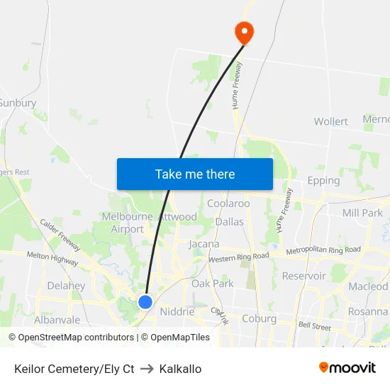 Keilor Cemetery/Ely Ct to Kalkallo map
