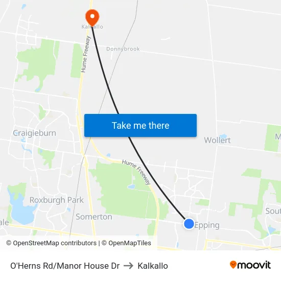 O'Herns Rd/Manor House Dr to Kalkallo map