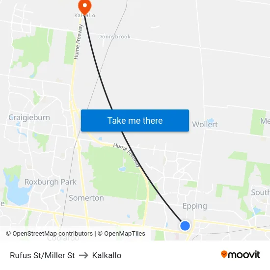 Rufus St/Miller St to Kalkallo map