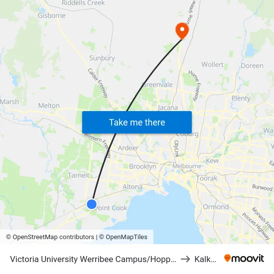 Victoria University Werribee Campus/Hoppers Lane to Kalkallo map