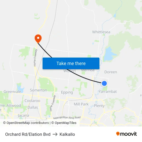 Orchard Rd/Elation Bvd to Kalkallo map