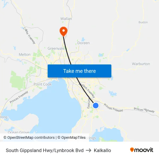 South Gippsland Hwy/Lynbrook Bvd to Kalkallo map