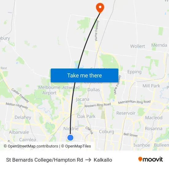 St Bernards College/Hampton Rd to Kalkallo map