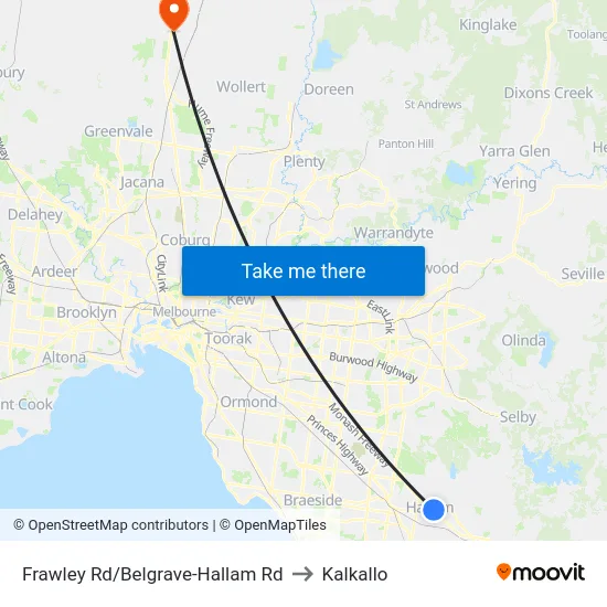 Frawley Rd/Belgrave-Hallam Rd to Kalkallo map
