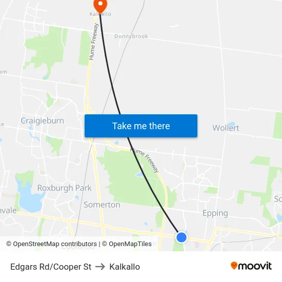 Edgars Rd/Cooper St to Kalkallo map