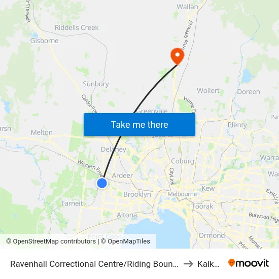 Ravenhall Correctional Centre/Riding Boundary Rd to Kalkallo map