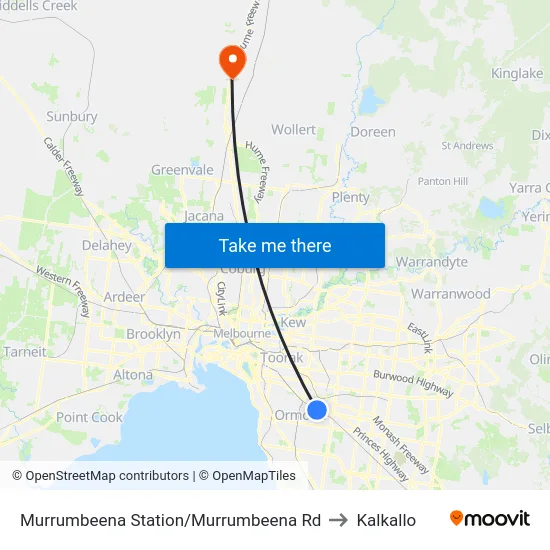 Murrumbeena Station/Murrumbeena Rd to Kalkallo map