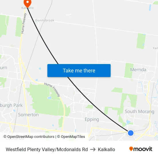 Westfield Plenty Valley/Mcdonalds Rd to Kalkallo map