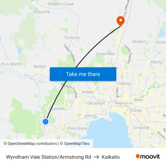 Wyndham Vale Station/Armstrong Rd to Kalkallo map