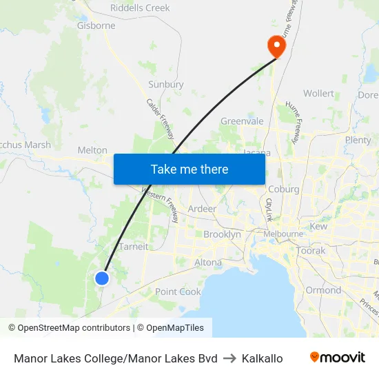 Manor Lakes College/Manor Lakes Bvd to Kalkallo map