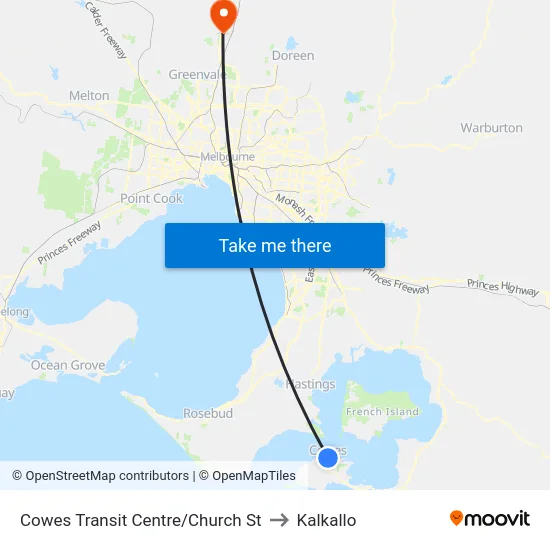 Cowes Transit Centre/Church St to Kalkallo map