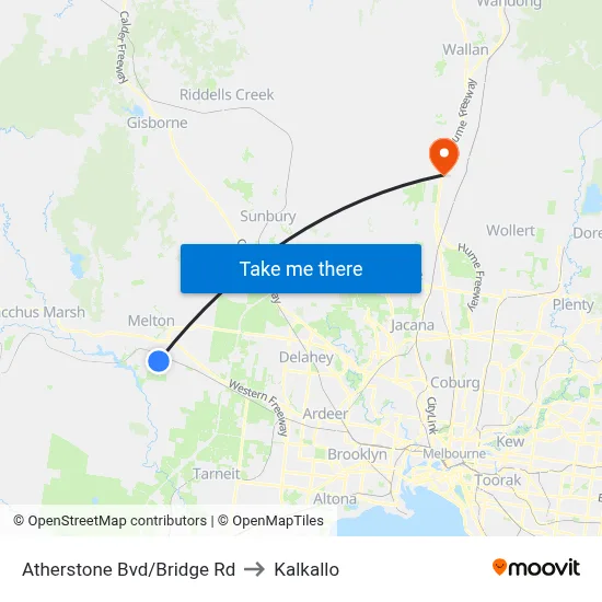 Atherstone Bvd/Bridge Rd to Kalkallo map