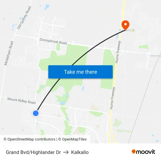 Grand Bvd/Highlander Dr to Kalkallo map