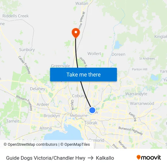 Guide Dogs Victoria/Chandler Hwy to Kalkallo map