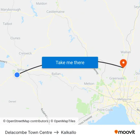 Delacombe Town Centre to Kalkallo map