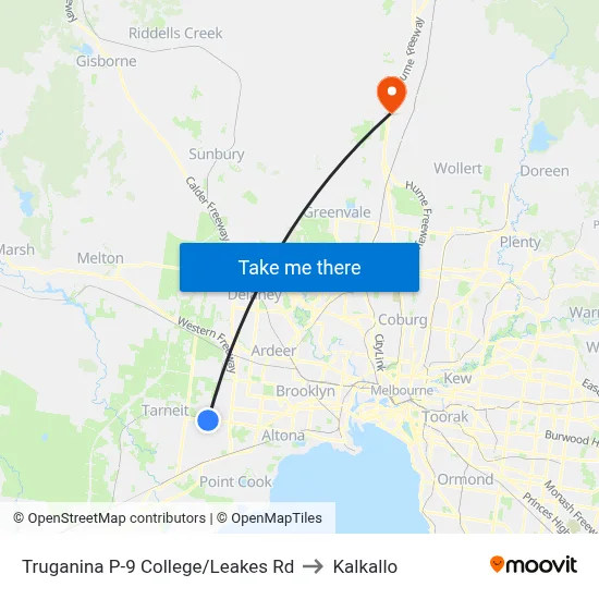 Truganina P-9 College/Leakes Rd to Kalkallo map