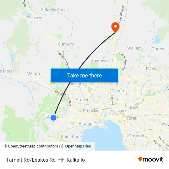 Tarneit Rd/Leakes Rd to Kalkallo map