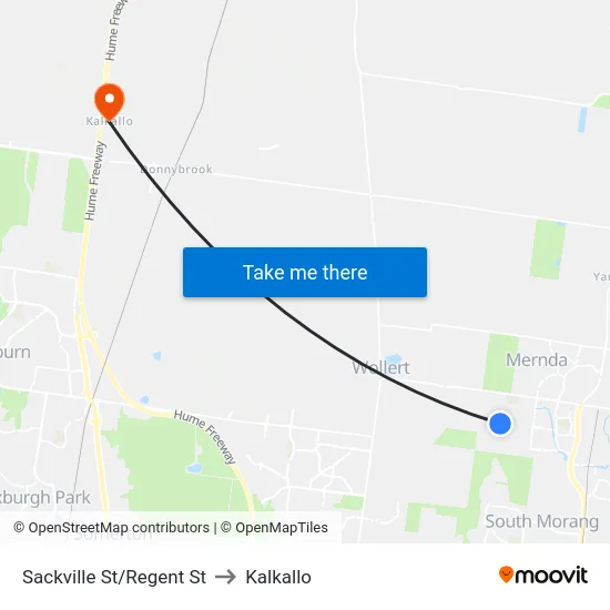 Sackville St/Regent St to Kalkallo map