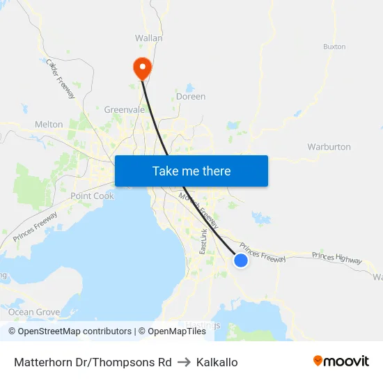Matterhorn Dr/Thompsons Rd to Kalkallo map