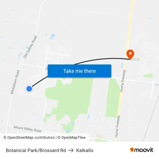 Botanical Park/Brossard Rd to Kalkallo map