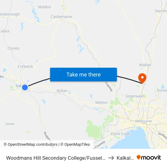Woodmans Hill Secondary College/Fussell St to Kalkallo map