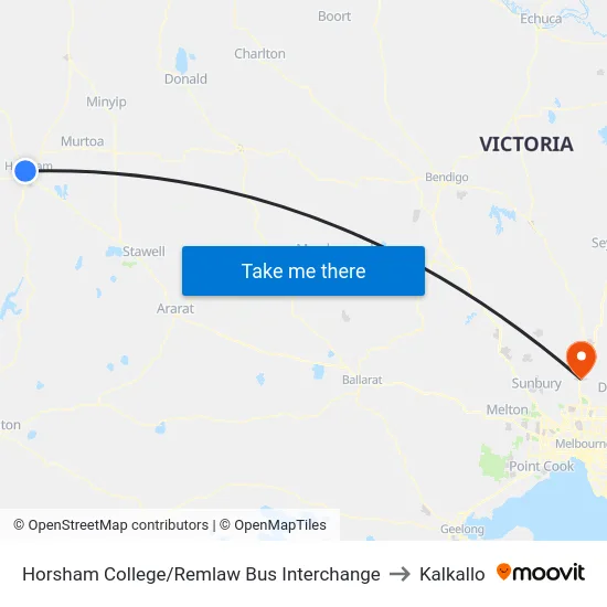 Horsham College/Remlaw Bus Interchange to Kalkallo map